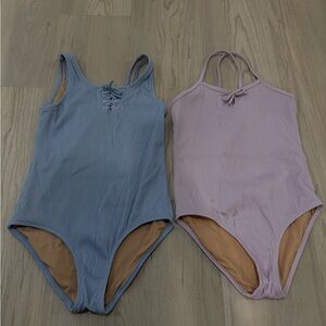 Crewcuts Blue and Lavender Kids One Piece Swim Suits - Set of 2 - sz 10